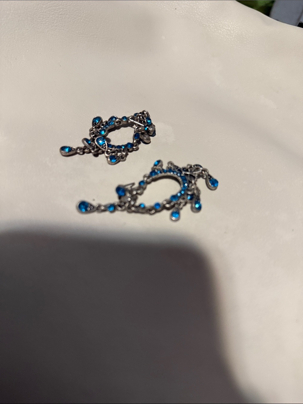 Jim Shore Silver-Tone Blue Teardrop Dangle Earrings